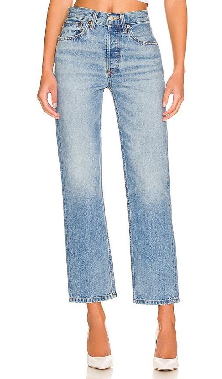 Re/Done 70s Stove Pipe Jeans Favorite Bleu Button Fly Straight Hi Rise Womens 31